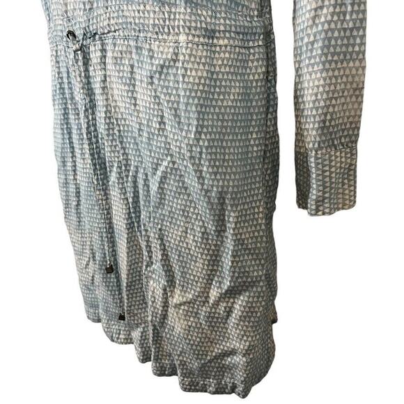 Lou & Grey Womens Blue Button Down Drawstring Waist Roll Tab Sleeve Dress Small - Picture 10 of 14